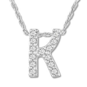 18kt White Gold Plated Letter K  Comes With 18" Chain